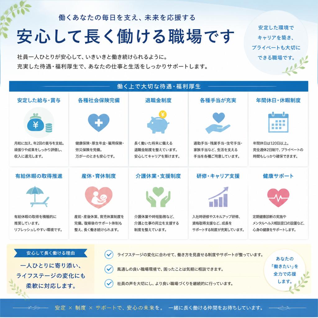 充実した待遇と福利厚生