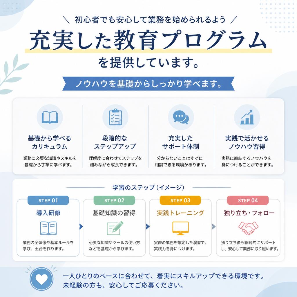 未経験者歓迎！安心の教育体制