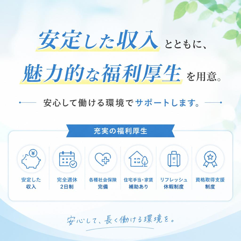 魅力的な福利厚生！安定した生活を支援